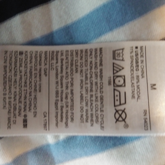 GAP Body M Short Sleeved Black Blue White Striped Top - Picture 4 of 7